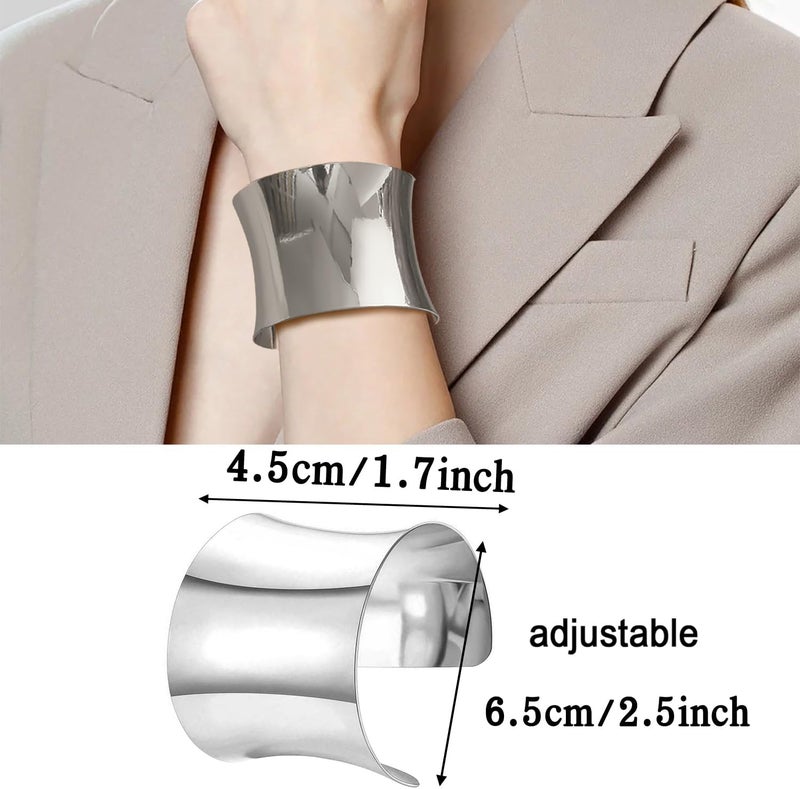 RIOSO 2 Pcs Cuff Bangle Bracelet for Women Open Wide Wire Bracelets Adjustable Wrist Cuff Wrap Bracelet - Image 5
